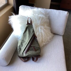 Canvas sling bag backpack in army green